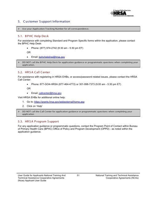 (NCAs) Applicant User Guide - HRSA