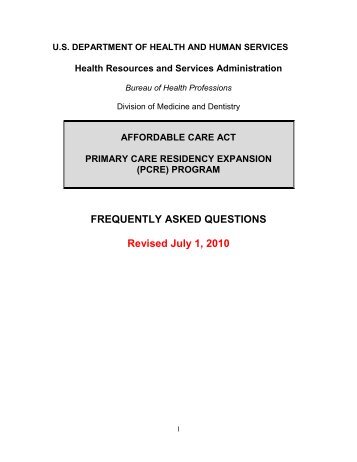 Primary Care Residency Expansion (PCRE) Program - HRSA