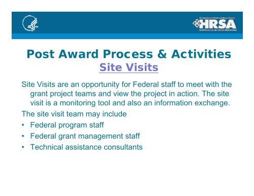 Understand the GRANT PROCESS: Pre-Award, Post-Award ... - HRSA