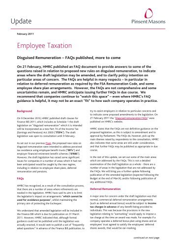 Disguised Remuneration - Pinsent Masons