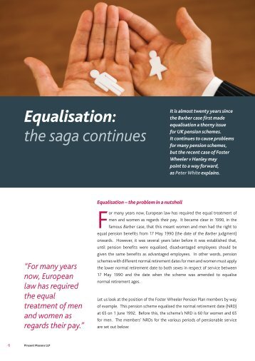 Equalisation: the saga continues - Pinsent Masons