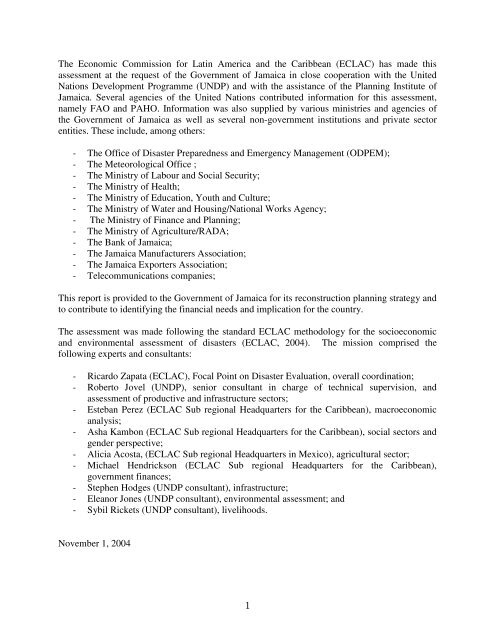 Jamaica: Macro-Socio-Economic and Environmental Assessment of ...