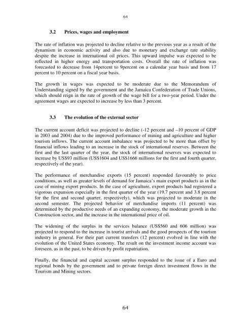 Jamaica: Macro-Socio-Economic and Environmental Assessment of ...