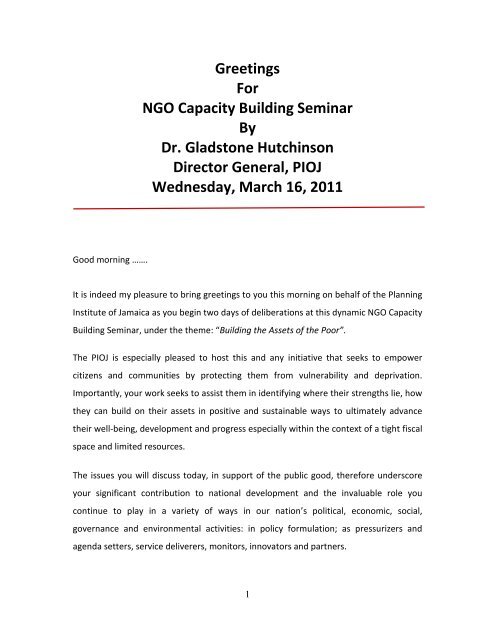 Greetings For NGO Capacity Building Seminar By Dr. Gladstone ...