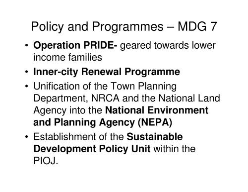 Millennium Development Goals - Planning Institute of Jamaica