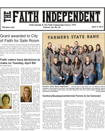 April 3, 2013 â¢ The Faith Independent - Pioneer Review