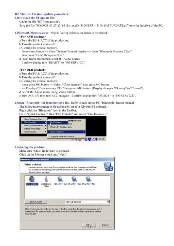 BT Module Version update procedure - Pioneer