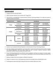 Extended Warranty Terms and conditions 1. Available at Pioneer ...