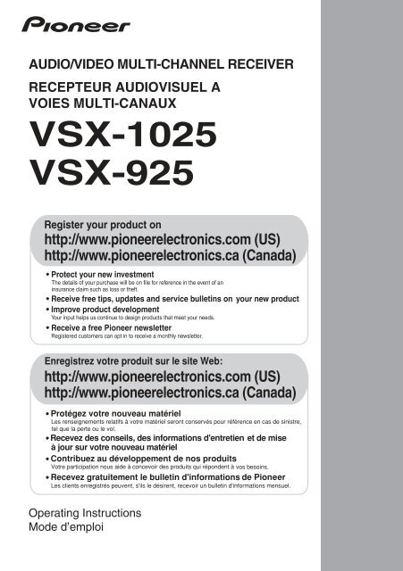VSX-1025 VSX-925 - Pioneer