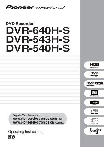 DVR-640H-S DVR-543H-S DVR-540H-S - Pioneer