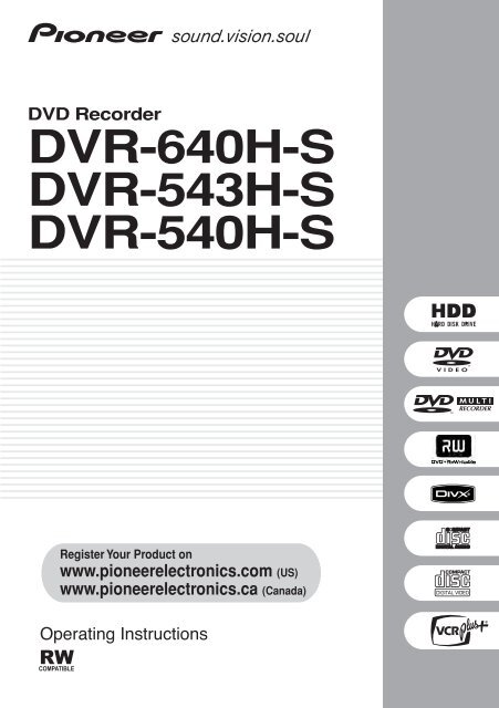 Dvr 640h S Dvr 543h S Dvr 540h S Pioneer