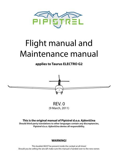 Taurus ELECTRO manual 472 ENG.pdf - Pipistrel