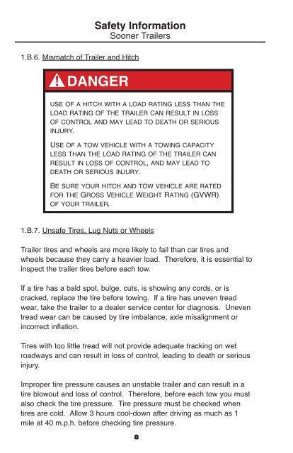 Sooner Trailers Owners Manual - Pirate4x4.Com