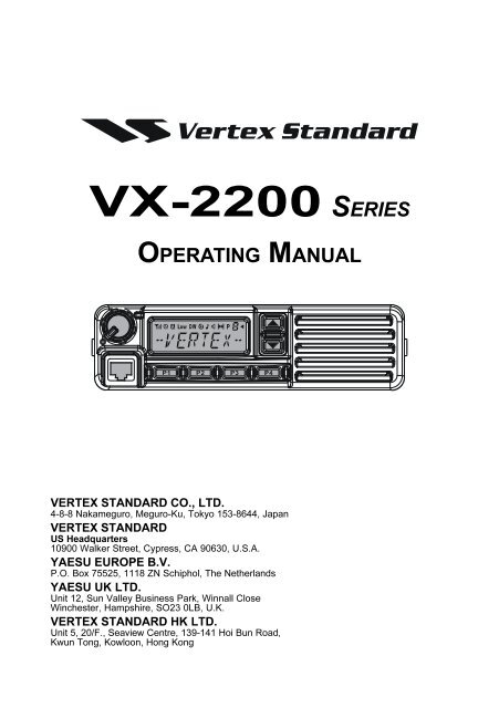 Vx 20 Owner S Manual Vertex Standard Vx 20 Owner S Manual Vertex Standard
