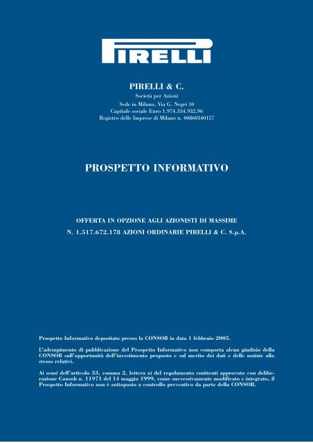 prospetto informativo - Pirelli