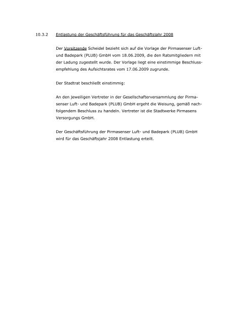 (öffentliche) Sitzung des Stadtrates Pirmasens am ... - Stadt Pirmasens