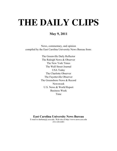 DAILY CLIPS COVER - East Carolina University