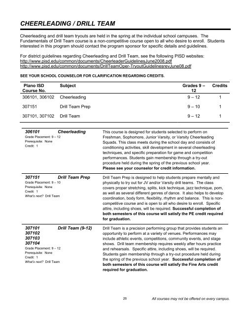 Grades 9-12 Course Catalog - Plano Independent School District