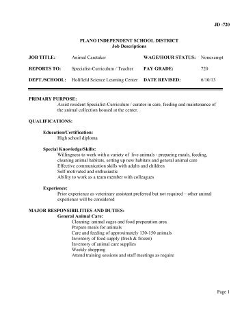 Job Descriptions - Plano Independent School District