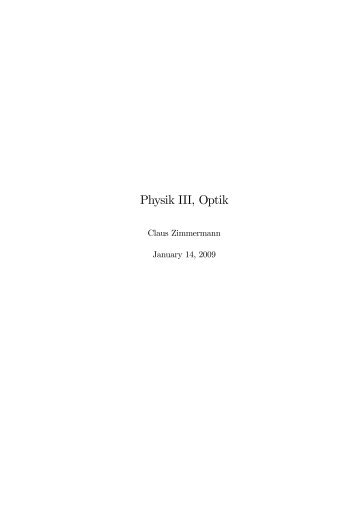 Physik III, Optik