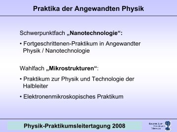 Fortgeschrittenen-Praktikum in Angewandter Physik ...