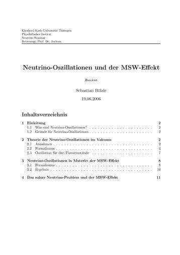 Neutrino-Oszillationen und der MSW-Effekt - Physikalisches Institut ...