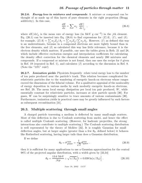 26. passage of particles through matter - Particle Data Group