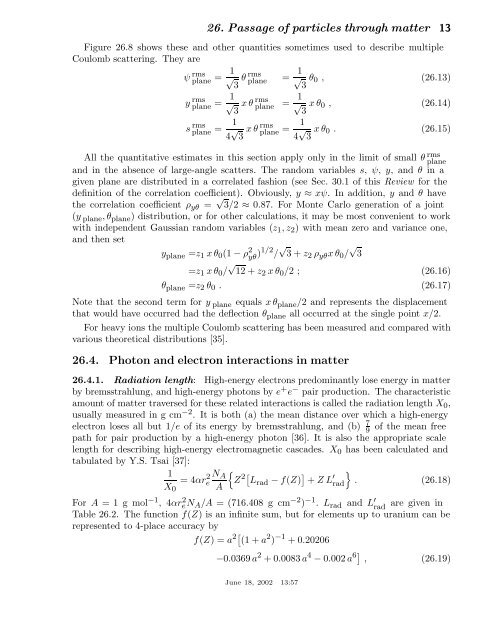 26. passage of particles through matter - Particle Data Group