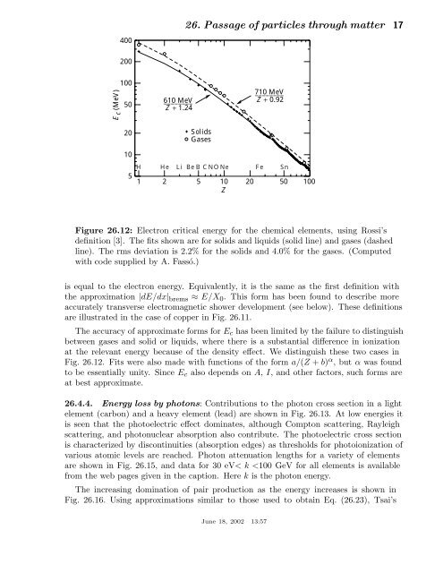 26. passage of particles through matter - Particle Data Group