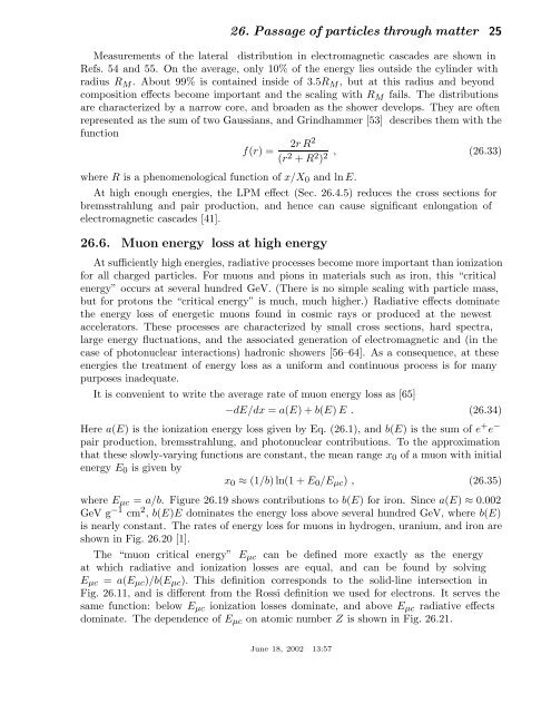 26. passage of particles through matter - Particle Data Group