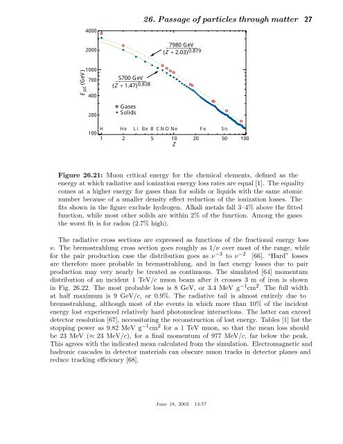 26. passage of particles through matter - Particle Data Group