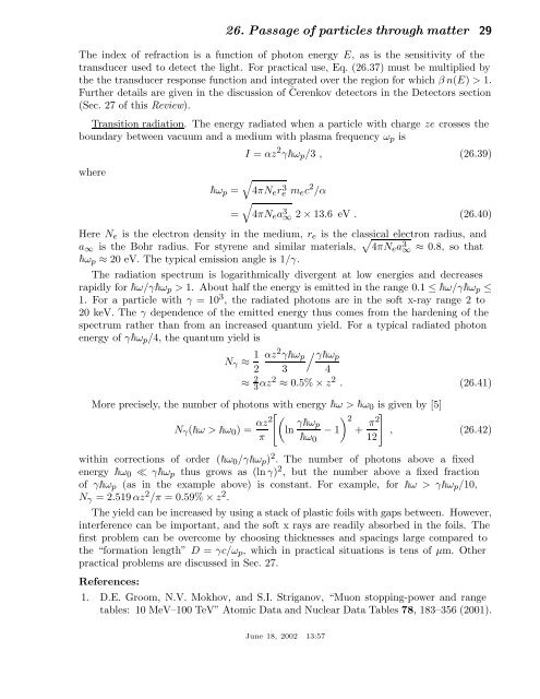 26. passage of particles through matter - Particle Data Group