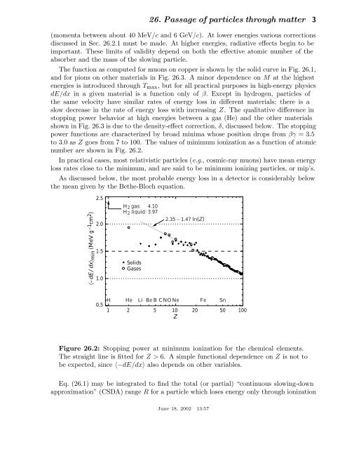 26. passage of particles through matter - Particle Data Group