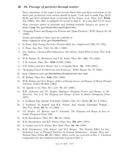 26. passage of particles through matter - Particle Data Group