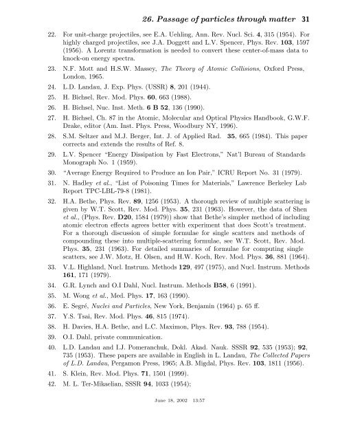 26. passage of particles through matter - Particle Data Group