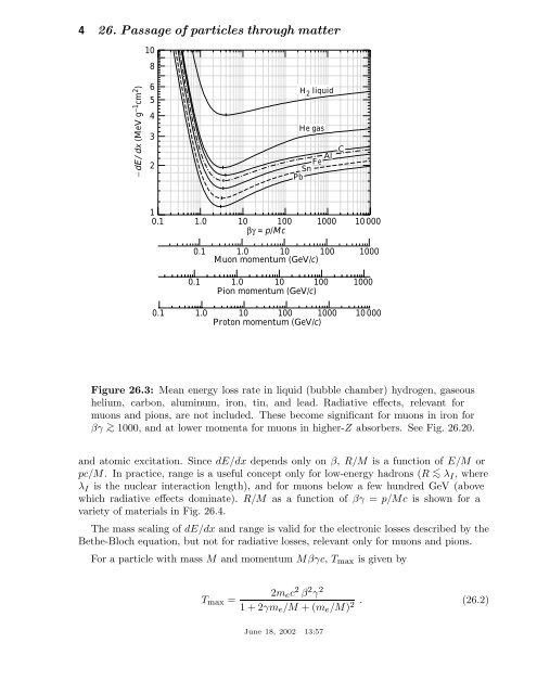 26. passage of particles through matter - Particle Data Group