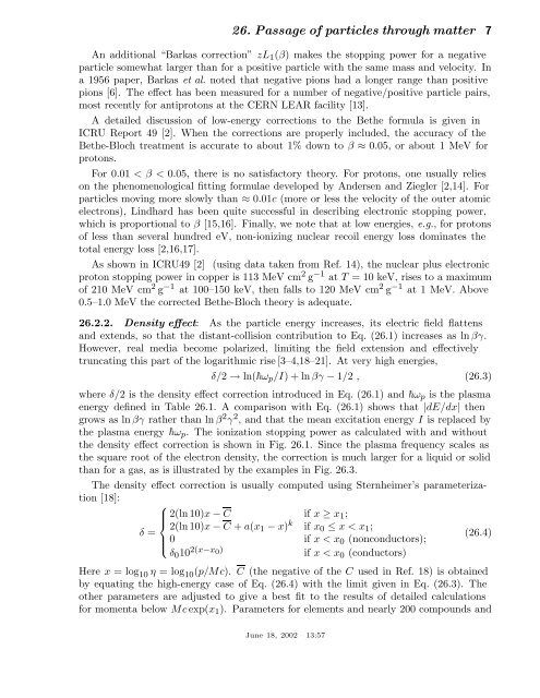 26. passage of particles through matter - Particle Data Group