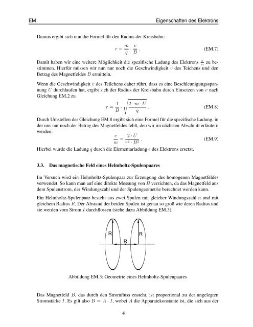 EM Spezifische Ladung des Elektrons