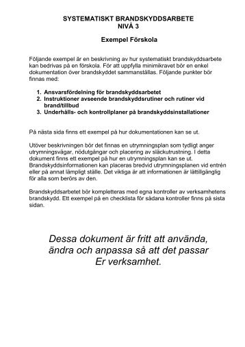 SYSTEMATISKT BRANDSKYDDSARBETE NIVÅ 3 - Piteå kommun