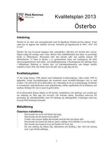 Kvalitetsplan 2013 (pdf, 122kb) - Piteå kommun