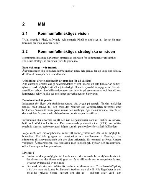 Äldreomsorgens verksamhetsplan 2011 - Piteå kommun