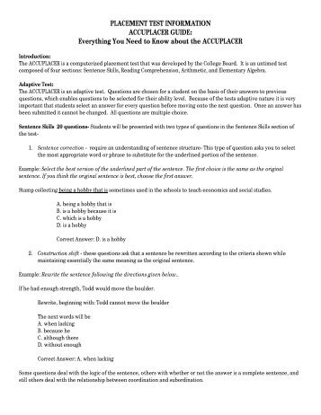 Essay for placement test in colleges