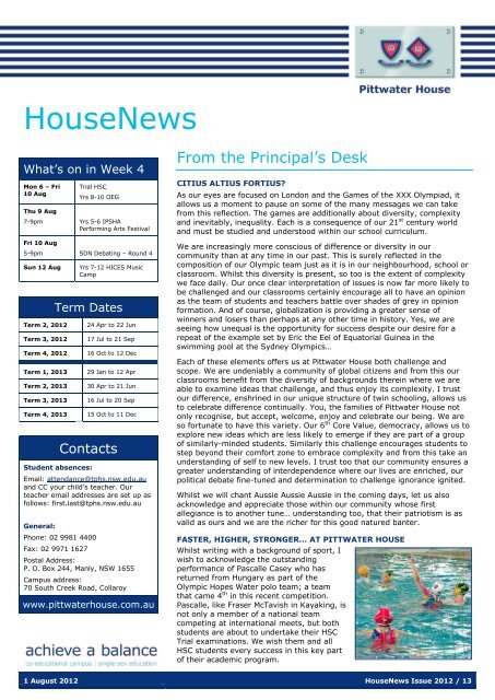 HouseNews - Pittwater House School