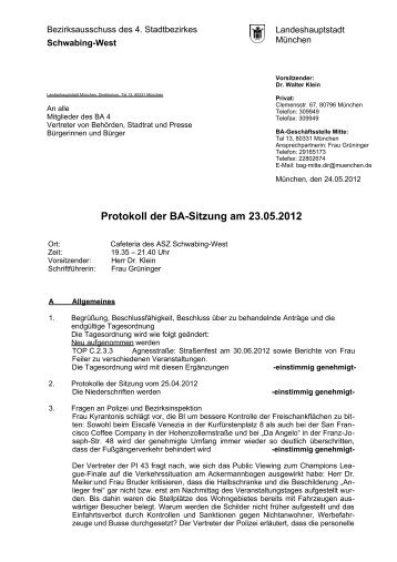 Protokoll der BA-Sitzung am 23.05.2012 - Ackermannbogen