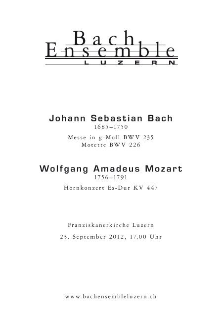 Konzert 23.9.12 - Bach Ensemble Luzern