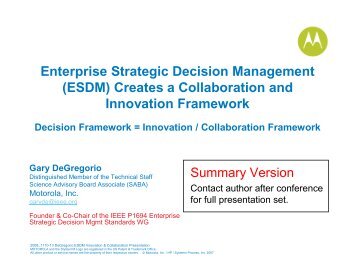 Enterprise Strategic Decision Management (ESDM) Creates a ... - IIR