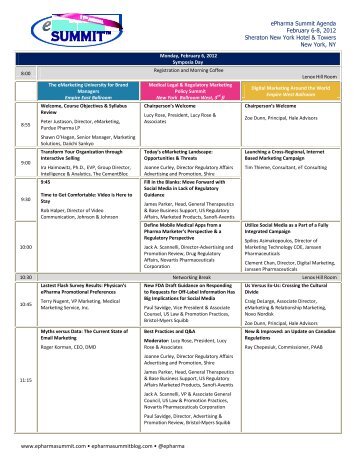 ePharma Summit Agenda February 6-8, 2012 Sheraton New York - IIR