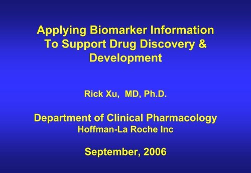 Applying Biomarker Information To Support Drug Discovery ... - IIR