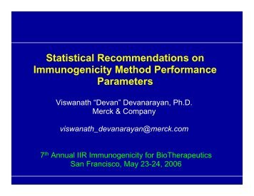 Statistical Recommendations on Immunogenicity Method ... - IIR