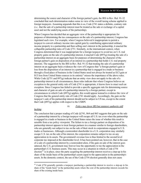 The US Tax Effects Of Choice Of Entities For Foreign Investment - IIR